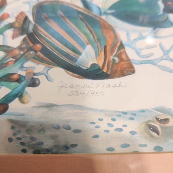 Jeanne Nash Ocean Tropical Fishes Nautical Theme Art Print Custom Framed Signed - Picture 4 of 16